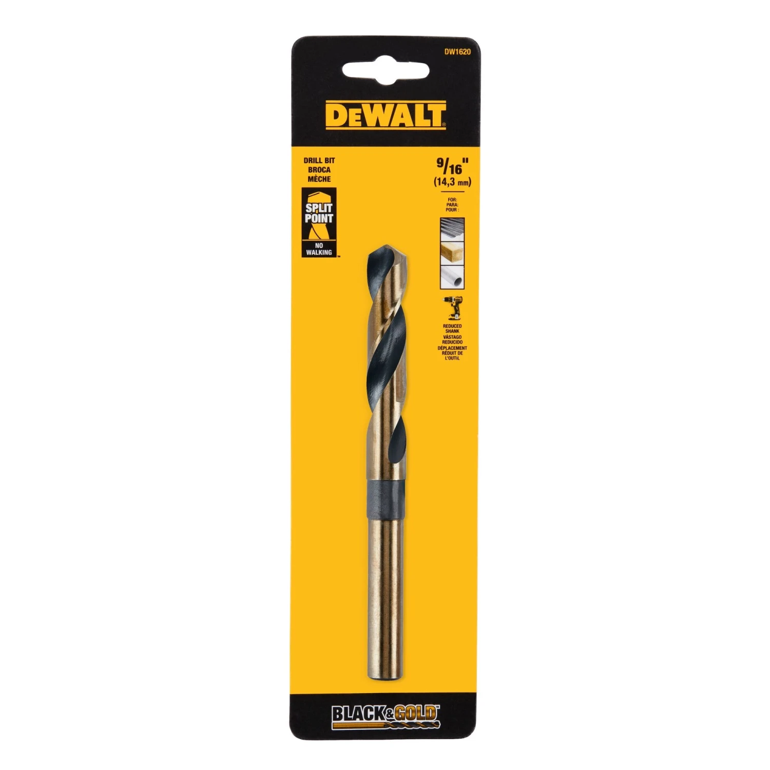 DEWALT 9/16-in X 6-in Black And Gold Coated HSS Jobber Length Twist Drill Bit 1 DEWALT 9/16-in X 6-in Black And Gold Coated HSS Jobber Length Twist Drill Bit -DeWALT 00722356