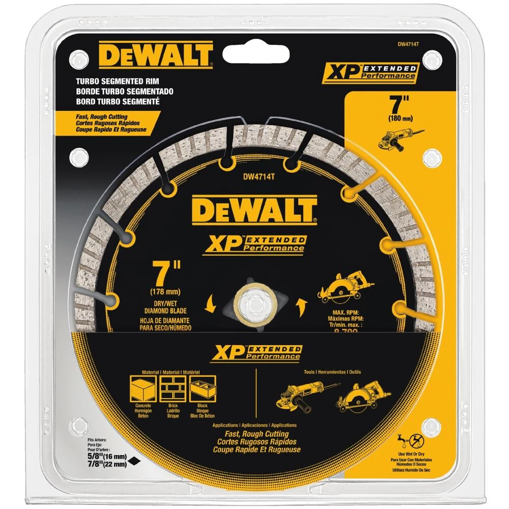 DEWALT XP 7-in Wet/Dry Segmented Turbo Rim Diamond Saw Blade 2 DEWALT XP 7-in Wet/Dry Segmented Turbo Rim Diamond Saw Blade -DeWALT 07985331