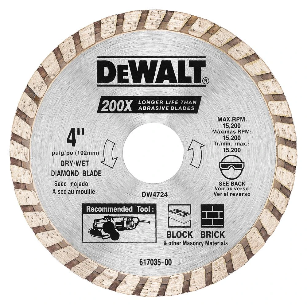 DEWALT 4-in Wet/Dry Segmented Rim Diamond Saw Blade 1 DEWALT 4-in Wet/Dry Segmented Rim Diamond Saw Blade -DeWALT 08001079