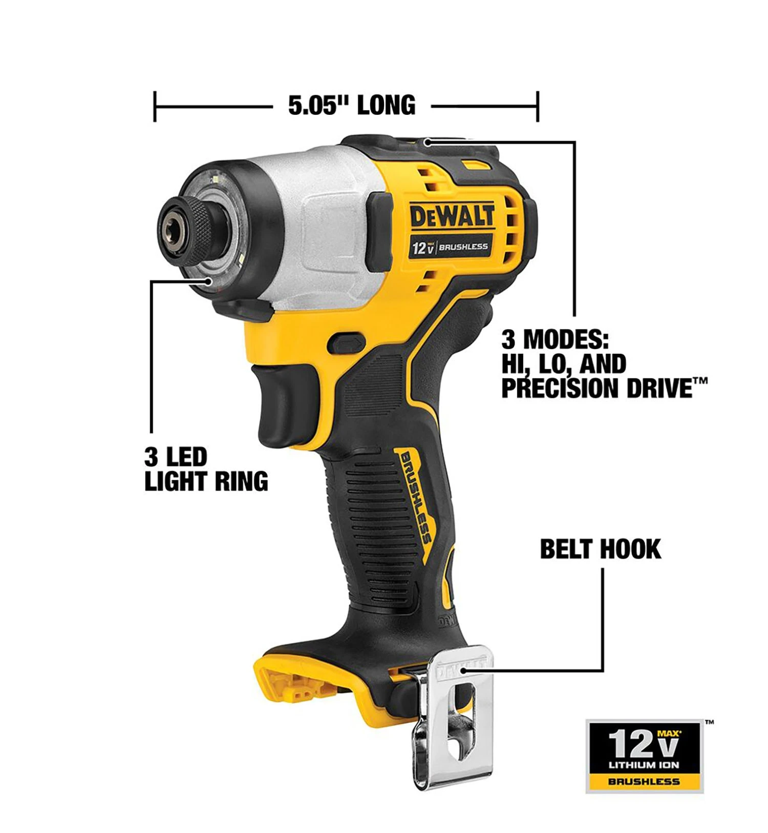 DEWALT XTREME 12-volt Max 1/4-in Brushless Cordless Impact Driver (Battery Not Included And Charger Not Included ) 3 DEWALT XTREME 12-volt Max 1/4-in Brushless Cordless Impact Driver (Battery Not Included And Charger Not Included ) -DeWALT 11116381