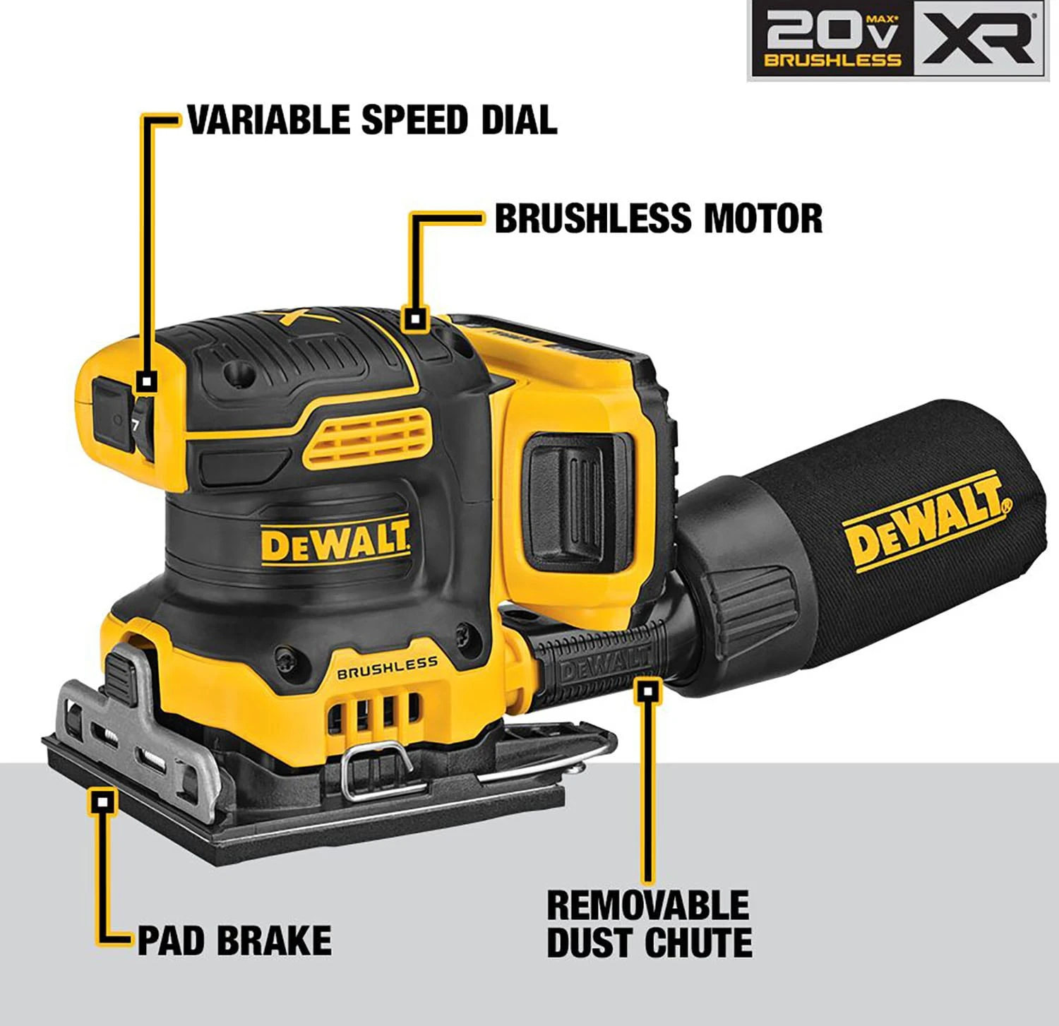 DEWALT 20-Volt Brushless Variable Speed Sheet Cordless Sander With Dust Management Battery Included 2 DEWALT 20-Volt Brushless Variable Speed Sheet Cordless Sander With Dust Management Battery Included -DeWALT 15788818