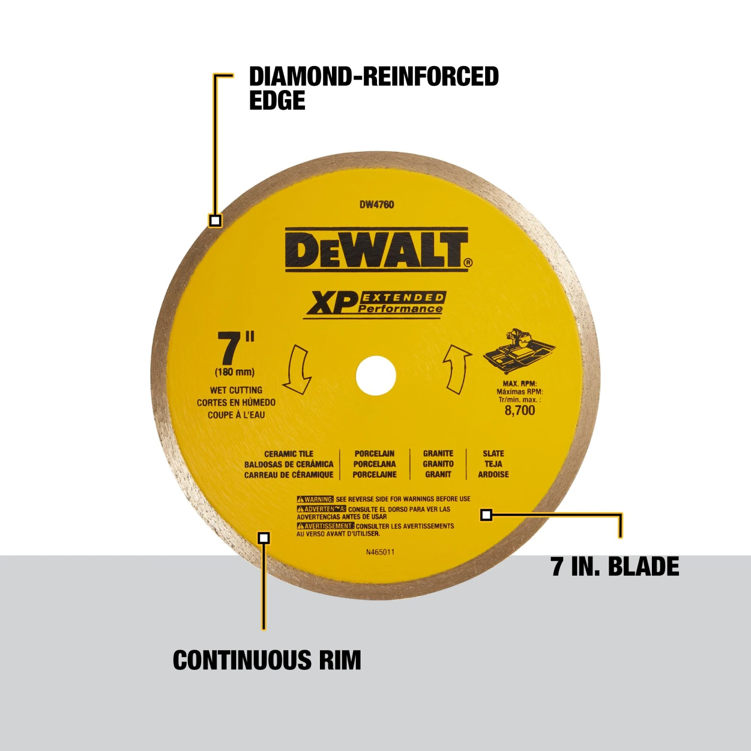 DEWALT 7-in Dry Continuous Rim Diamond Saw Blade 2 DEWALT 7-in Dry Continuous Rim Diamond Saw Blade -DeWALT 60536432