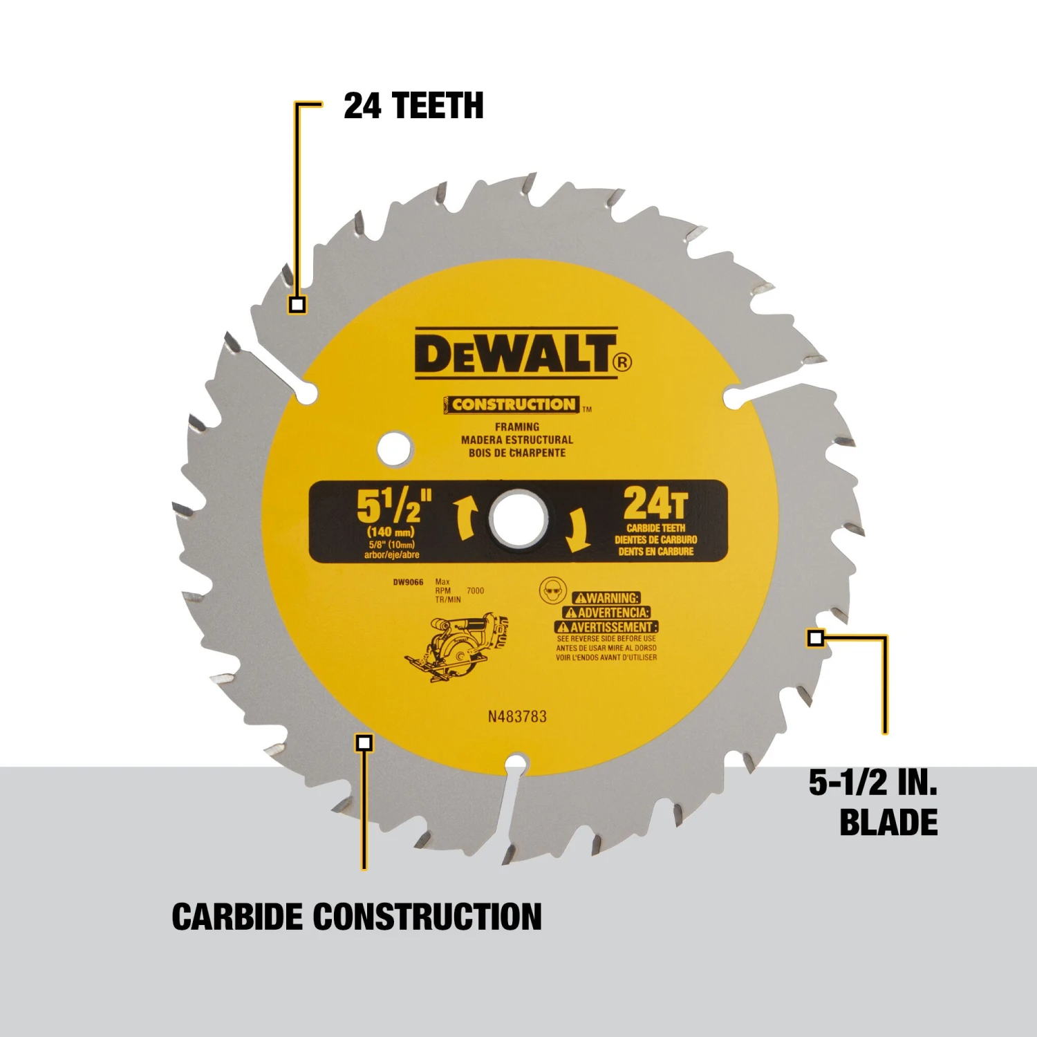 DEWALT 5-1/2-in 24 -Tooth Rough Finish Carbide Circular Saw Blade Individual 2 DEWALT 5-1/2-in 24 -Tooth Rough Finish Carbide Circular Saw Blade Individual -DeWALT 60538151