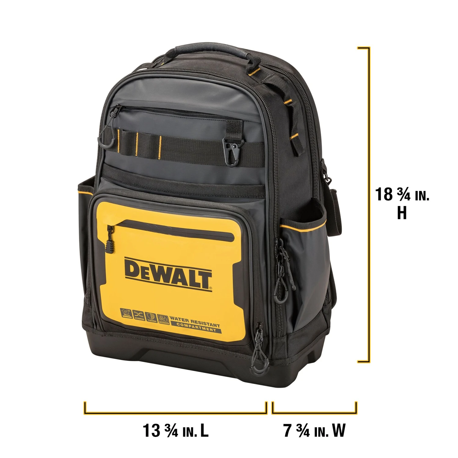 DEWALT Black - Yellow Polyester 7.75-in W X 18.75-in D X 13.75-in L Zippered Backpack 2 DEWALT Black - Yellow Polyester 7.75-in W X 18.75-in D X 13.75-in L Zippered Backpack -DeWALT 63658210