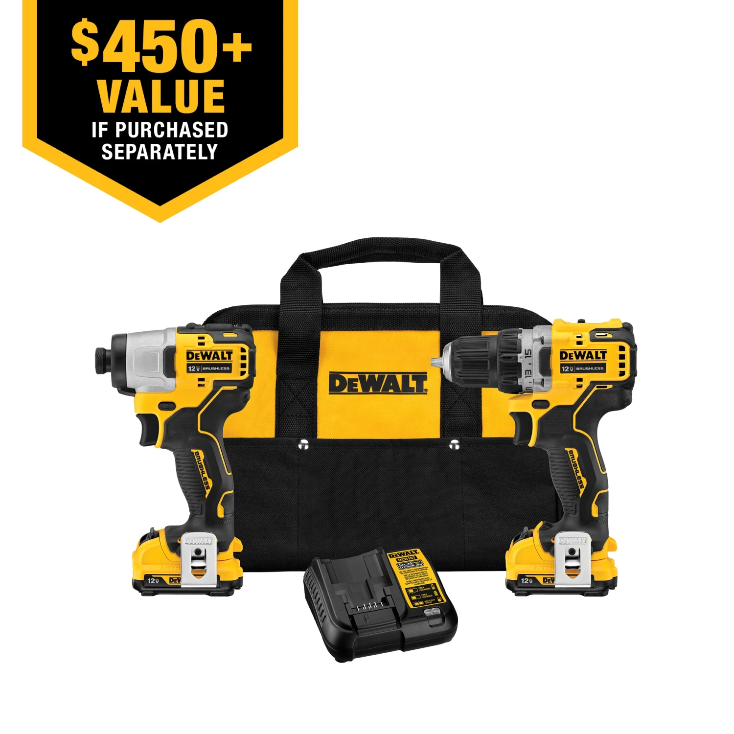 DEWALT XTREME 2-Tool 12V MAX XR Brushless DrilI/Impact Driver With Bag (2-Batteries And Charger Included) 3 DEWALT XTREME 2-Tool 12V MAX XR Brushless DrilI/Impact Driver With Bag (2-Batteries And Charger Included) -DeWALT 65590779
