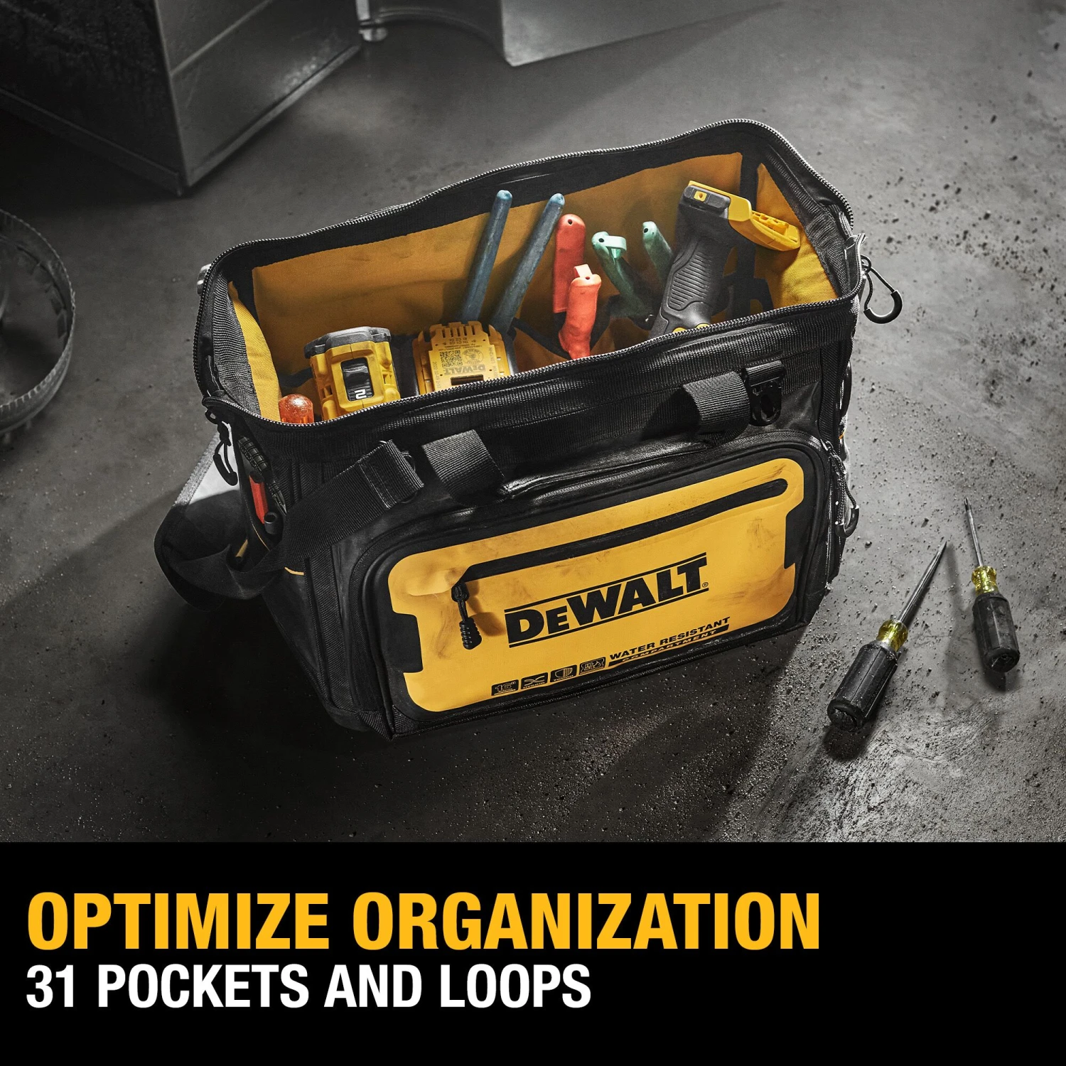 DEWALT Black/Yellow Ballistic Nylon 11-in W X 11.75-in D X 16.125-in L Zippered Tool Bag 3 DEWALT Black/Yellow Ballistic Nylon 11-in W X 11.75-in D X 16.125-in L Zippered Tool Bag -DeWALT 66266576