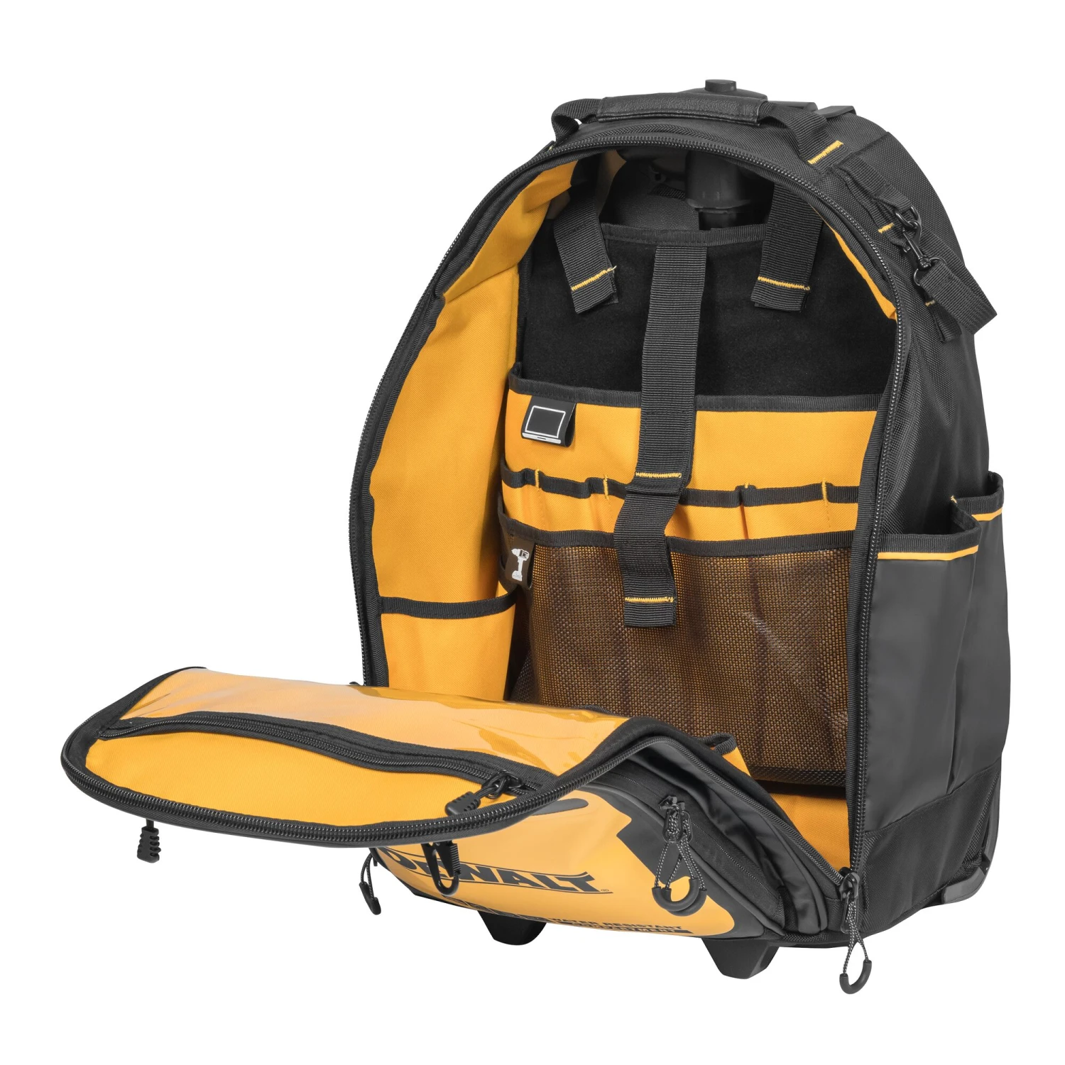 DEWALT Black/Yellow Ballistic Nylon 9.375-in W X 21.125-in D X 13.75-in L Zippered Rolling Backpack 5 DEWALT Black/Yellow Ballistic Nylon 9.375-in W X 21.125-in D X 13.75-in L Zippered Rolling Backpack -DeWALT 66266582