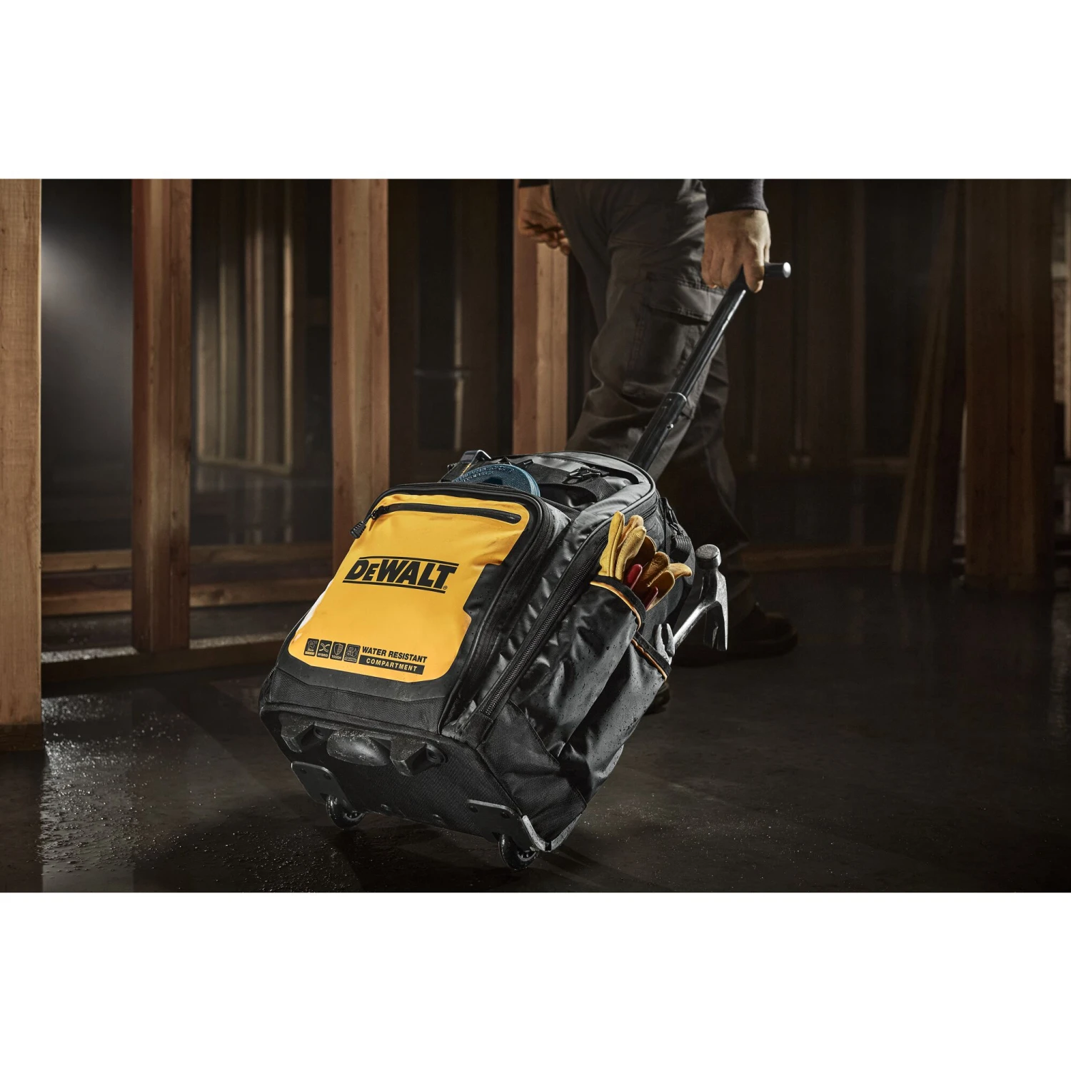 DEWALT Black/Yellow Ballistic Nylon 9.375-in W X 21.125-in D X 13.75-in L Zippered Rolling Backpack 13 DEWALT Black/Yellow Ballistic Nylon 9.375-in W X 21.125-in D X 13.75-in L Zippered Rolling Backpack -DeWALT 66266585