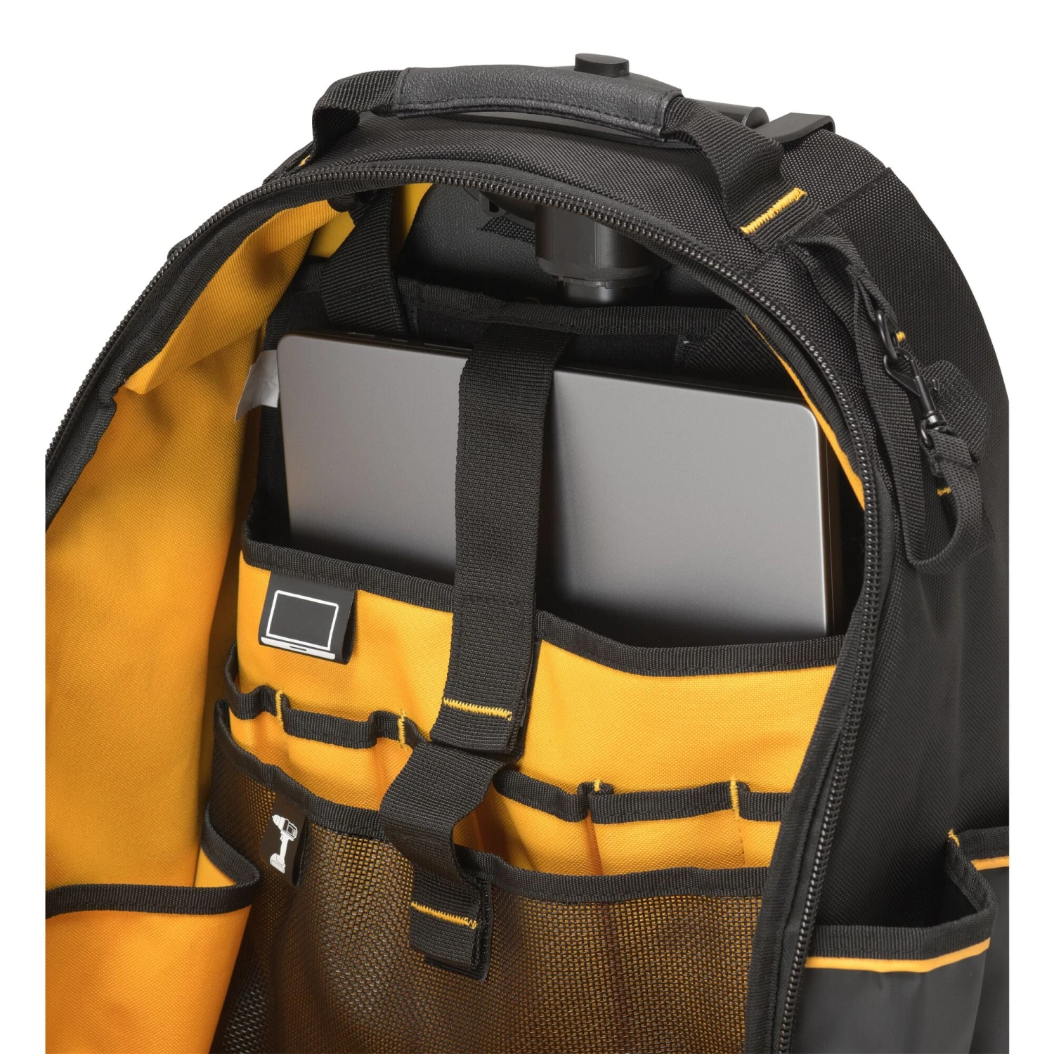 DEWALT Black/Yellow Ballistic Nylon 9.375-in W X 21.125-in D X 13.75-in L Zippered Rolling Backpack 10 DEWALT Black/Yellow Ballistic Nylon 9.375-in W X 21.125-in D X 13.75-in L Zippered Rolling Backpack -DeWALT 66266590
