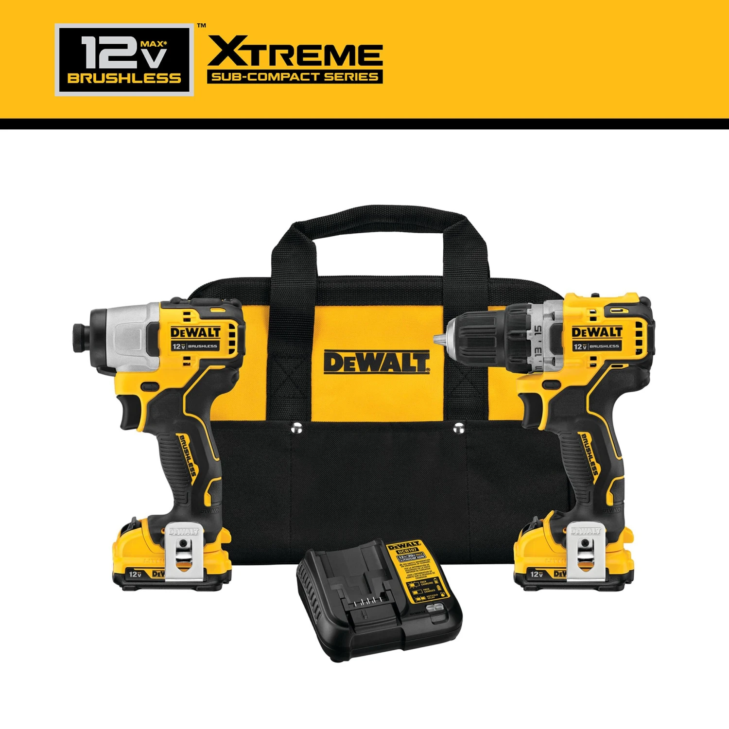 DEWALT XTREME 2-Tool 12V MAX XR Brushless DrilI/Impact Driver With Bag (2-Batteries And Charger Included) 4 DEWALT XTREME 2-Tool 12V MAX XR Brushless DrilI/Impact Driver With Bag (2-Batteries And Charger Included) -DeWALT 66791774
