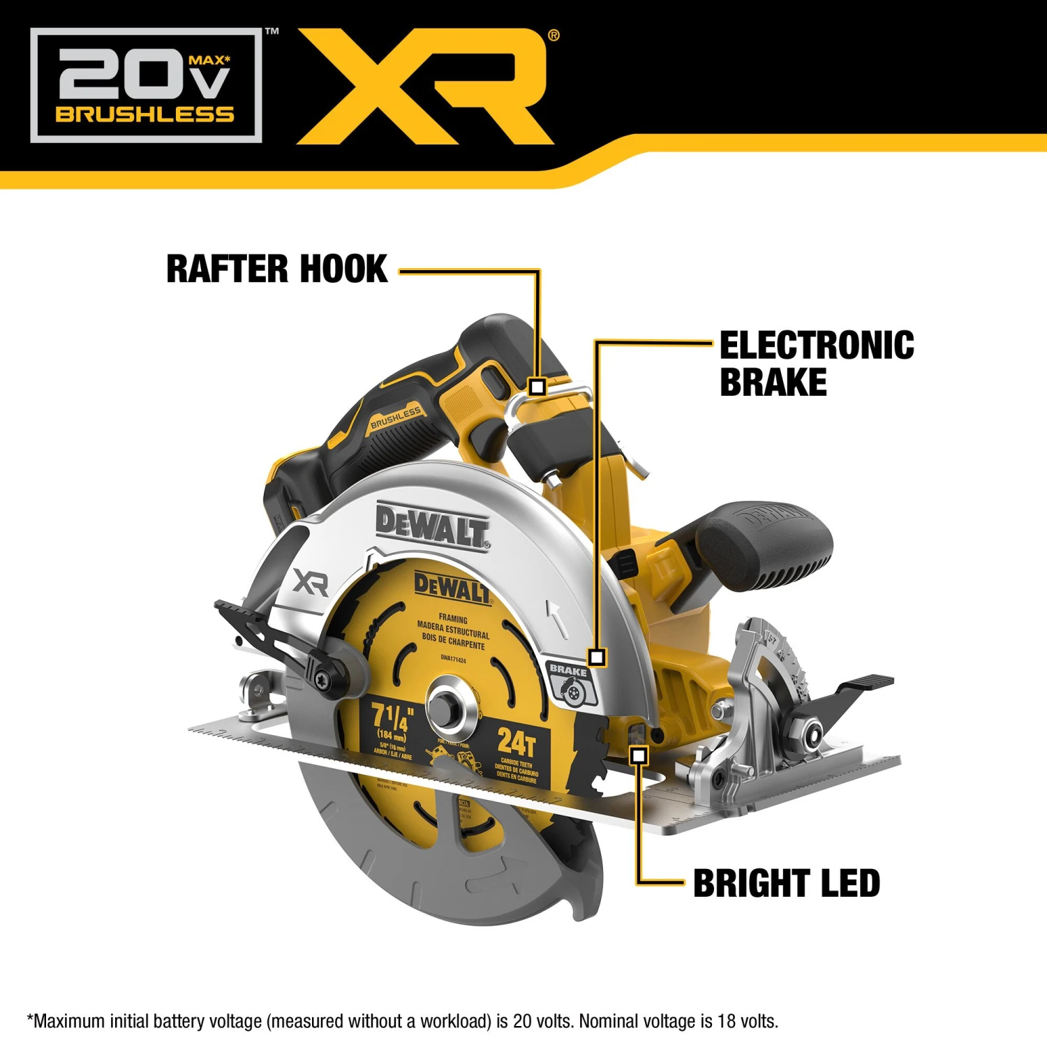 DEWALT XR 20-volt Max 7-1/4-in Brushless Cordless Circular Saw (Battery Not Included And Charger Not Included) 2 DEWALT XR 20-volt Max 7-1/4-in Brushless Cordless Circular Saw (Battery Not Included And Charger Not Included) -DeWALT 67024730