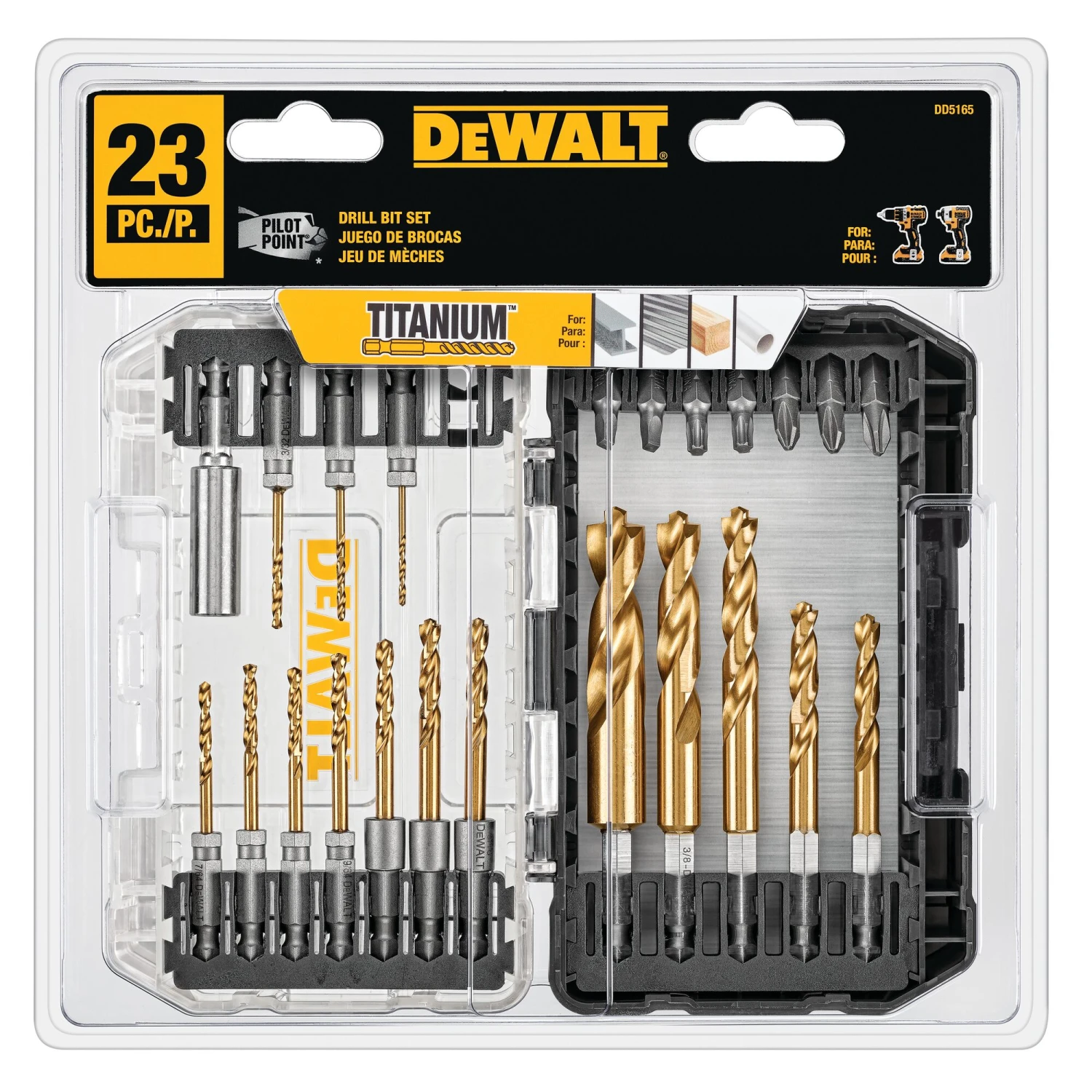 DEWALT 23 -Piece X Titanium Nitride Coated HSS Jobber Length Twist Drill Bit Set 5 DEWALT 23 -Piece X Titanium Nitride Coated HSS Jobber Length Twist Drill Bit Set -DeWALT 68174214