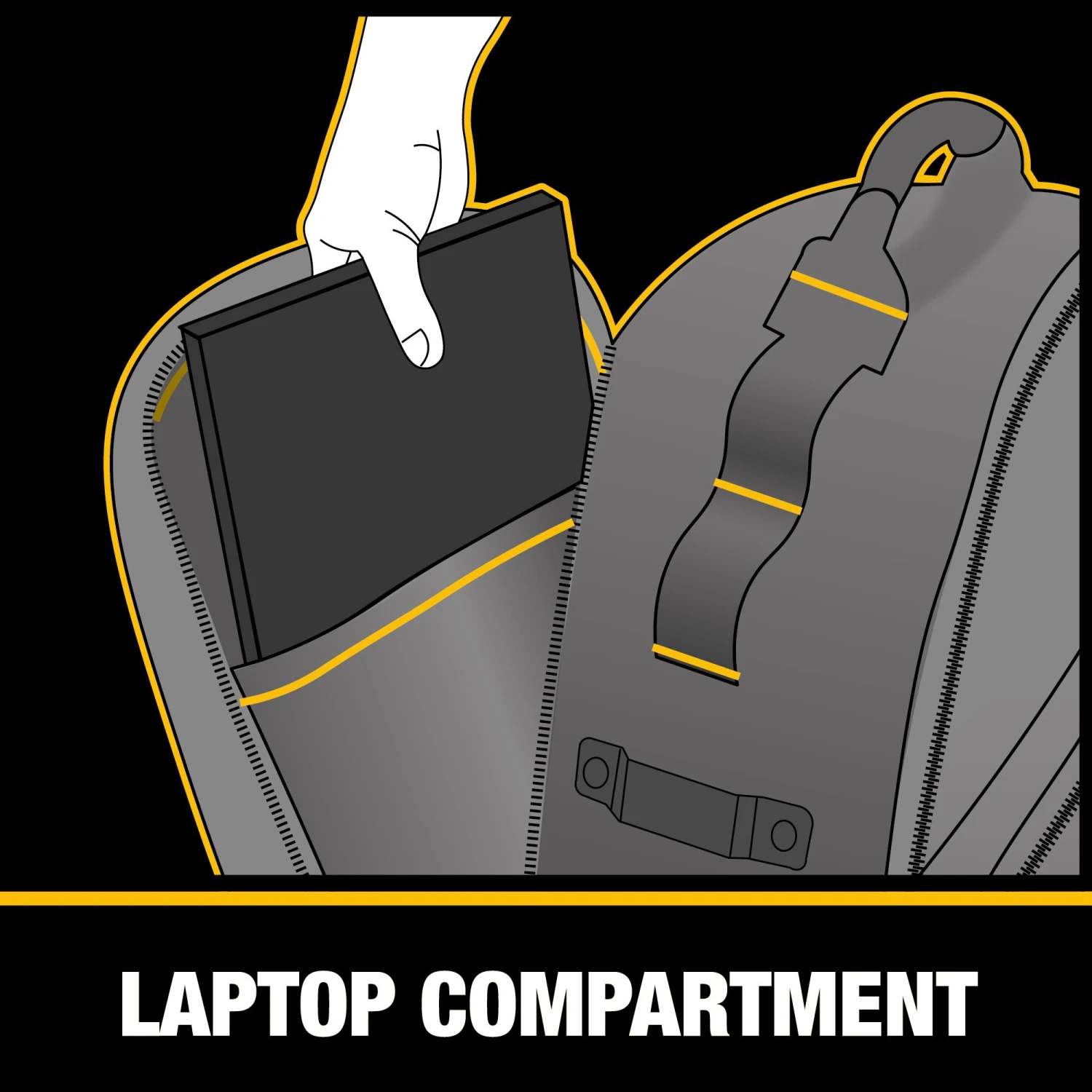 DEWALT Black - Yellow Polyester 7.75-in W X 18.75-in D X 13.75-in L Zippered Backpack 7 DEWALT Black - Yellow Polyester 7.75-in W X 18.75-in D X 13.75-in L Zippered Backpack -DeWALT 68477069